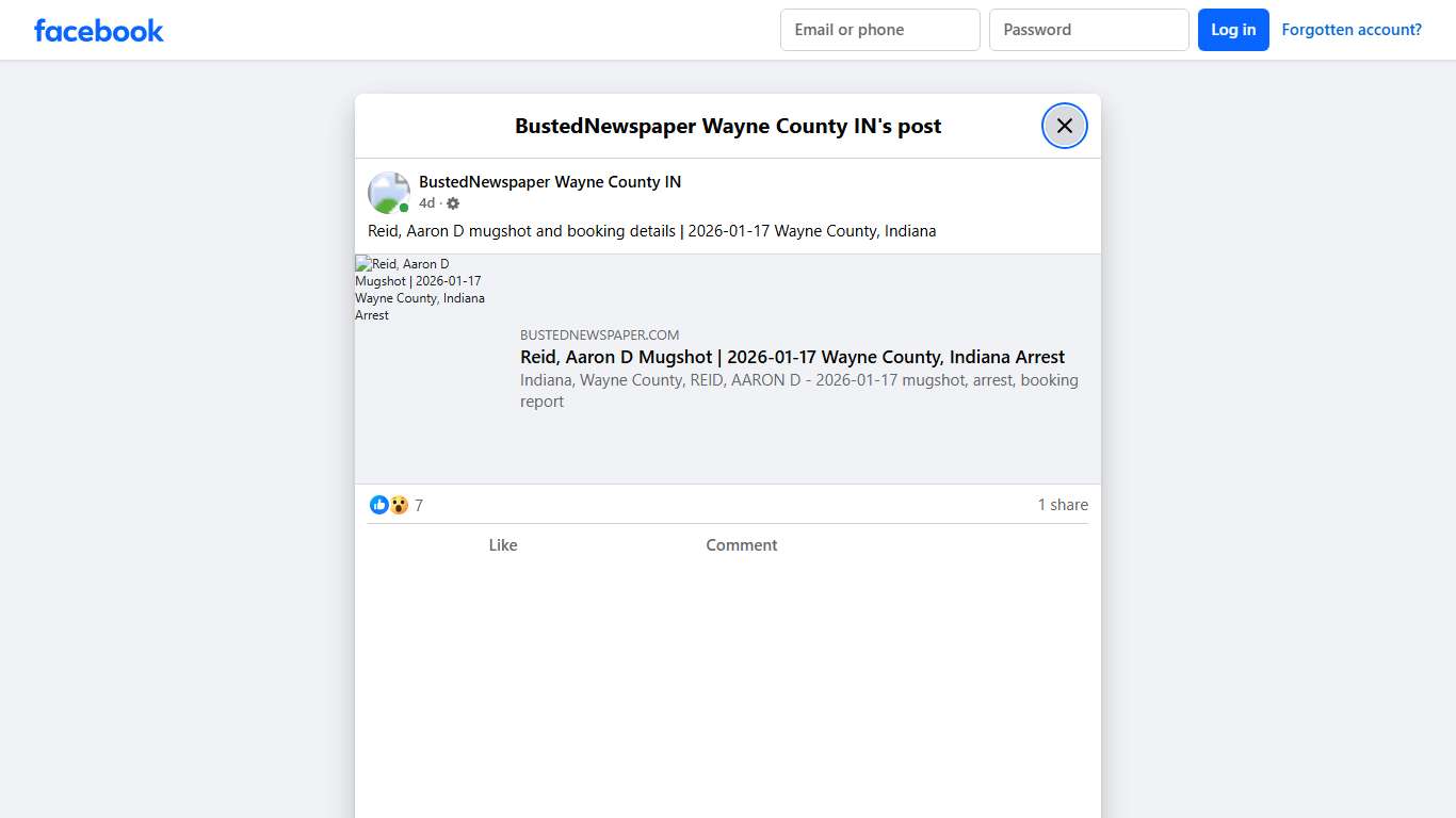 Reid, Aaron D mugshot... - BustedNewspaper Wayne County IN | Facebook